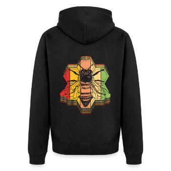 Imkerei Biene Retro Honig Bienenzucht Imker - Unisex Premium Bio Zip Hoodie - Schwarz - Hinten - Nico (187cm)