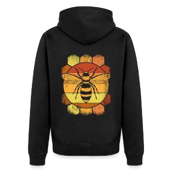 Imkerei Biene Retro Honig Bienenzucht Imker - Unisex Premium Bio Zip Hoodie - Schwarz - Hinten - Nico (187cm)