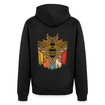 Imkerei Biene Retro Honig Bienenzucht Imker - Unisex Premium Bio Zip Hoodie - Schwarz - Hinten - Nico (187cm)