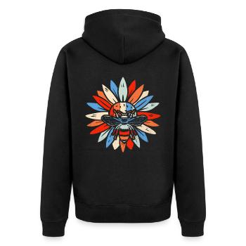 Imkerei Biene Retro Honig Bienenzucht Imker - Unisex Premium Bio Zip Hoodie - Schwarz - Hinten - Nico (187cm)