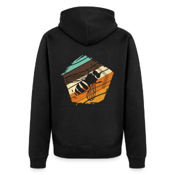 Imkerei Biene Retro Honig Bienenzucht Imker - Unisex Premium Bio Zip Hoodie - Schwarz - Hinten - Nico (187cm)
