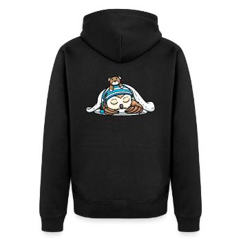Schlummernde Eule Mit Plüschtier Schlafen Schlaf - Unisex Premium Bio Zip Hoodie - Schwarz - Hinten - Nico (187cm)