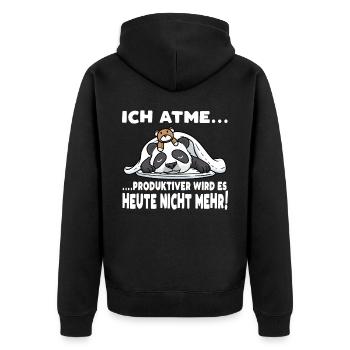 Schlafender Panda Mit Plüschtier Schlaf - Unisex Premium Bio Zip Hoodie - Schwarz - Hinten - Nico (187cm)