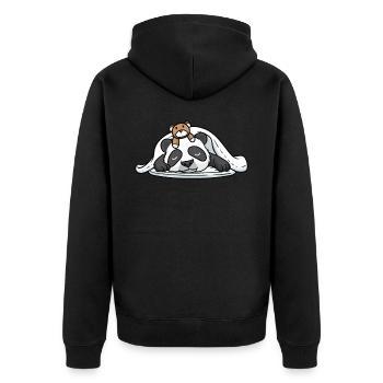Lustiger Schlafender Panda Mit Schlafendem - Unisex Premium Bio Zip Hoodie - Schwarz - Hinten - Nico (187cm)