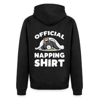 Official Nap Shirt Sleeping Penguin - Unisex Premium Organic Zip Hoodie - black - Back - Nico (187cm)