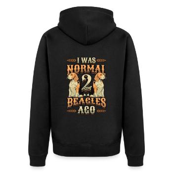 I was normal in front of 2 beagles. - Unisex Premium Organic Zip Hoodie - black - Back - Nico (187cm)