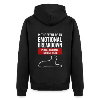 Emotional - Hund Airedale Terrier - Unisex Premium Bio Zip Hoodie - Schwarz - Hinten - Nico (187cm)