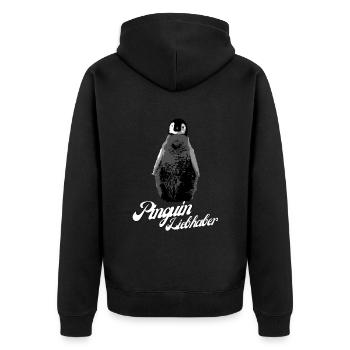 Pinguin Liebhaber Tierliebhaber Natur Meer Ozean - Unisex Premium Bio Zip Hoodie - Schwarz - Hinten - Nico (187cm)