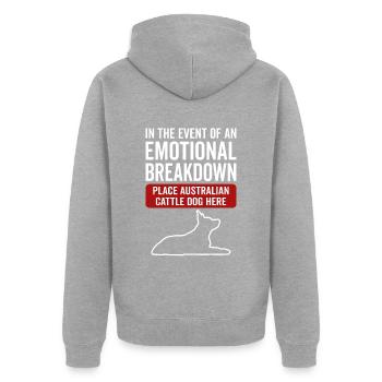 Emotional - Hunde Australisches Vieh - Unisex Premium Bio Zip Hoodie - Grau meliert - Hinten - Nico (187cm)