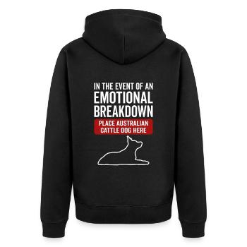 Emotional - Hunde Australisches Vieh - Unisex Premium Bio Zip Hoodie - Schwarz - Hinten - Nico (187cm)