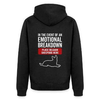 Emotional - Dog Belgian Shepherd Dog - Unisex Premium Organic Zip Hoodie - black - Back - Nico (187cm)