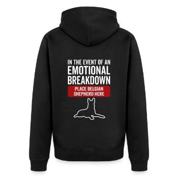 Emotional - Dog Belgian Shepherd - Unisex Premium Organic Zip Hoodie - black - Back - Nico (187cm)