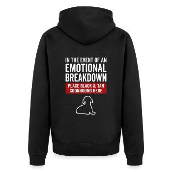 Emotional - Hund Schwarz Und Brauner Coonhound - Unisex Premium Bio Zip Hoodie - Schwarz - Hinten - Nico (187cm)