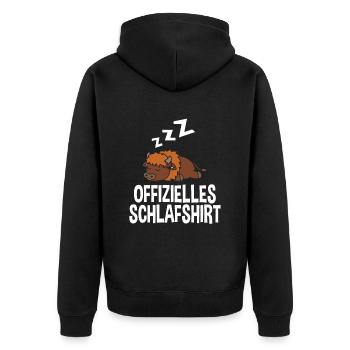 Offizielles Schlafshirt Ochse Büffel - Unisex Premium Bio Zip Hoodie - Schwarz - Hinten - Nico (187cm)