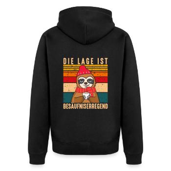 Die Lage Ist Besäufniserregend Faultier Punsch - Unisex Premium Bio Zip Hoodie - Schwarz - Hinten - Nico (187cm)