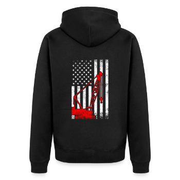 Crane operator american flag, crane operator - Unisex Premium Bio Zip Hoodie - Schwarz - Hinten - Nico (187cm)
