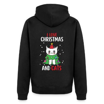 J’aime Noël et Chats Chat Noël - Veste à capuche bio Premium Unisexe - noir - Dos - Nico (187cm)
