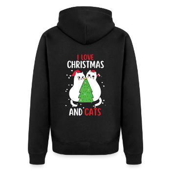 J’aime Noël et Chats Chat Noël - Veste à capuche bio Premium Unisexe - noir - Dos - Nico (187cm)