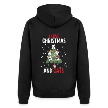 J’aime Noël et Chats Chat Noël - Veste à capuche bio Premium Unisexe - noir - Dos - Nico (187cm)