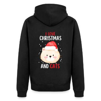 J’aime Noël et Chats Chat Noël - Veste à capuche bio Premium Unisexe - noir - Dos - Nico (187cm)