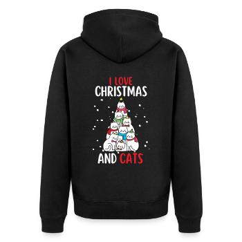 J’aime Noël et Chats Chat Noël - Veste à capuche bio Premium Unisexe - noir - Dos - Nico (187cm)