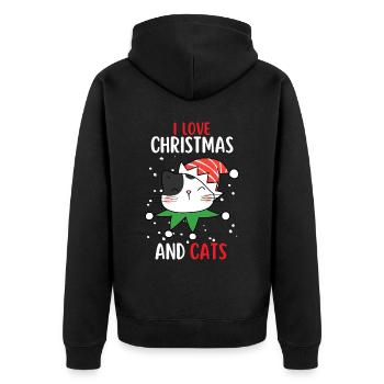 J’aime Noël et Chats Chat Noël - Veste à capuche bio Premium Unisexe - noir - Dos - Nico (187cm)