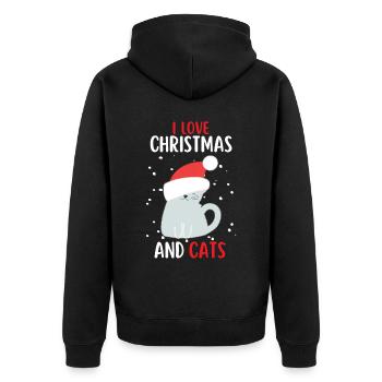 J’aime Noël et Chats Chat Noël - Veste à capuche bio Premium Unisexe - noir - Dos - Nico (187cm)