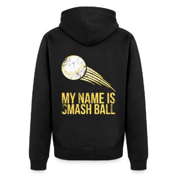 My name is Smash Ball Design for tennis fans - Unisex Premium Organic Zip Hoodie - black - Back - Nico (187cm)