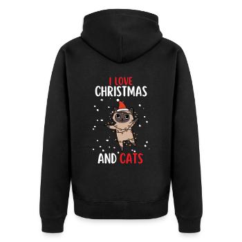 J’aime Noël et Chats Chat Noël - Veste à capuche bio Premium Unisexe - noir - Dos - Nico (187cm)