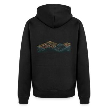 Berg, Japanische Kunst Mountain, Japanese Art - Unisex Premium Bio Zip Hoodie - Schwarz - Hinten - Nico (187cm)