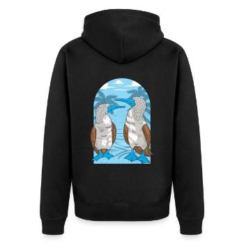 Seevögel Blaufußtölpel - Unisex Premium Bio Zip Hoodie - Schwarz - Hinten - Nico (187cm)