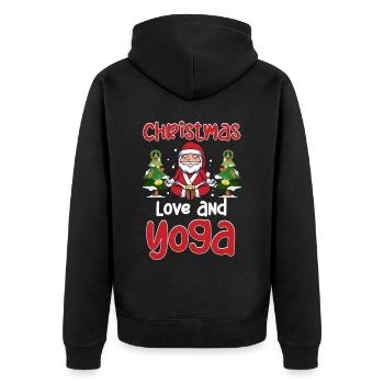 Yogini Yoga Meditation Weihnachten, Liebe und Yoga - Unisex Premium Bio Zip Hoodie - Schwarz - Hinten - Nico (187cm)