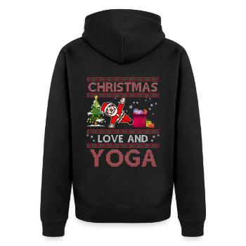 Yogini Yoga Meditation Weihnachten, Liebe und Yoga - Unisex Premium Bio Zip Hoodie - Schwarz - Hinten - Nico (187cm)
