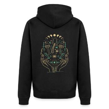 Champignons Boho & Minimalisme Goblincore Esthétique - Veste à capuche bio Premium Unisexe - noir - Dos - Nico (187cm)