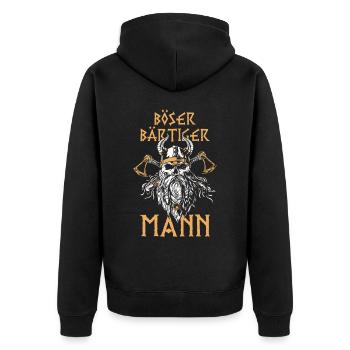 Böser bärtiger Mann! Nordische Mythologie Wikinger - Unisex Premium Bio Zip Hoodie - Schwarz - Hinten - Nico (187cm)