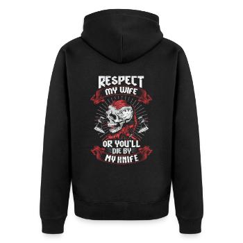 Bad bearded man! Norse mythology Vikings - Unisex Premium Organic Zip Hoodie - black - Back - Nico (187cm)