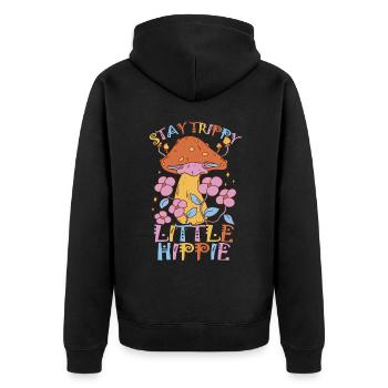 Cottagecore Esthétique Rétro Champignons et Mycologie - Veste à capuche bio Premium Unisexe - noir - Dos - Nico (187cm)