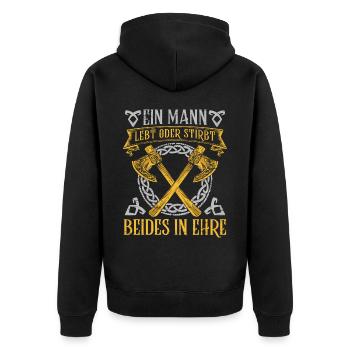 Böser bärtiger Mann! Nordische Mythologie Wikinger - Unisex Premium Bio Zip Hoodie - Schwarz - Hinten - Nico (187cm)