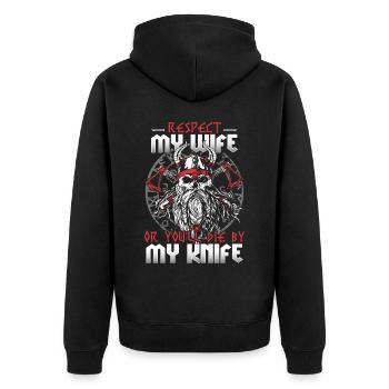 Bad bearded man! Norse mythology Vikings - Unisex Premium Organic Zip Hoodie - black - Back - Nico (187cm)