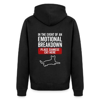 Emotional - Siamese cat - Unisex Premium Organic Zip Hoodie - black - Back - Nico (187cm)
