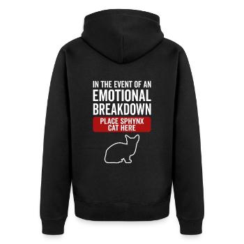 Emotional - Sphynx Cat - Unisex Premium Organic Zip Hoodie - black - Back - Nico (187cm)