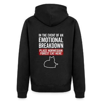 Emotional - Norwegische Waldkatze - Unisex Premium Bio Zip Hoodie - Schwarz - Hinten - Nico (187cm)
