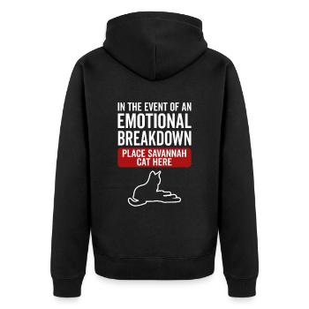 Emotional - Savannah Katze - Unisex Premium Bio Zip Hoodie - Schwarz - Hinten - Nico (187cm)