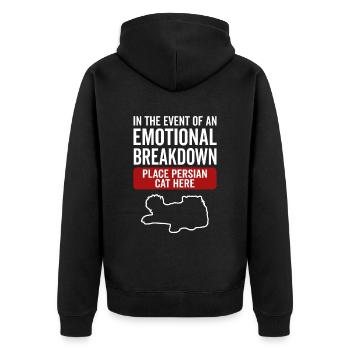 Emotional - Perserkatze - Unisex Premium Bio Zip Hoodie - Schwarz - Hinten - Nico (187cm)