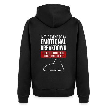 Emotional - Scottish Folding Cat - Unisex Premium Organic Zip Hoodie - black - Back - Nico (187cm)