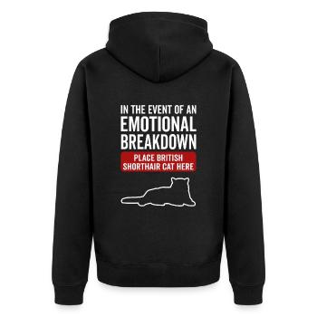 Emotional - British Shorthair Cat - Unisex Premium Organic Zip Hoodie - black - Back - Nico (187cm)
