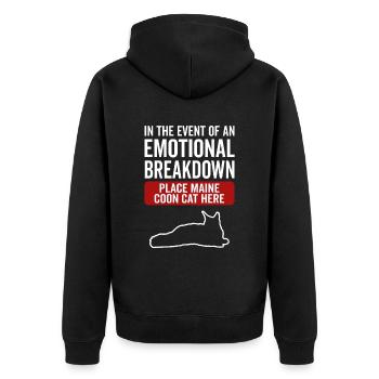 Emotional - Maine Coon Cat - Unisex Premium Organic Zip Hoodie - black - Back - Nico (187cm)
