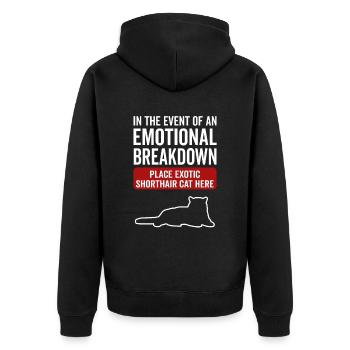 Emotional - Exotic Shorthair Cat - Unisex Premium Organic Zip Hoodie - black - Back - Nico (187cm)