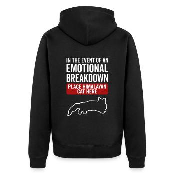 Emotional - Himalayan cat - Unisex Premium Organic Zip Hoodie - black - Back - Nico (187cm)