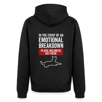 Emotional - Balinese cat - Unisex Premium Organic Zip Hoodie - black - Back - Nico (187cm)